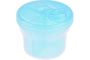 KEERSI Non-Spill Rotating Milk Powder Formula Dispenser Portable Outdoor Food Container 3 Compartments Storage Feeding Infant Newborn Snack Box (Blue)