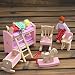 Demiawaking Delicate House Furniture Pink Wooden Dolls Toy Miniature Baby Nursery Room Crib Chair Bunk Bed Pretend Play Kids Children Gift