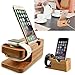 Produktbild calistouk Qualität iphone halterung Wiege Ständer Premium Bambus Holz Apple-Handy Halterung Charging Stand für Apple