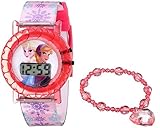 Disney Kids' FNF004T Frozen Digital Display Quartz Pink Watch Set with Bracelet Gift Set