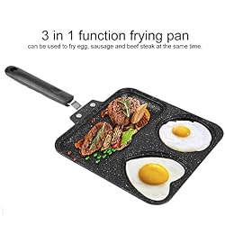 Jeffergarden Steak De Bœuf Poêle À Frire 3 en 1 Anti-Adhésif Poêle À Griller Divise-Poêle À Oeuf Oeuf Plat Plat Cuisine Ustensiles de Cuisine