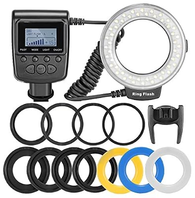 Neewer macro 48 lED-bague blitzleuchte (4 x diffuseur transparent/clair/bleu/blanc-pour canon/nikon/panasonic/olympus/pentax appareil photo reflex