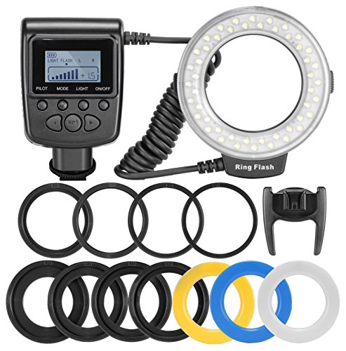 Neewer 48 Makro LED Ringblitzleuchte Set für Canon/Nikon/Panasonic/Olympus/Pentax SLR Kamera (Makro Ring Kopf, Leistungsregler mit LCD Anzeige, 4x Blitz-Diffusor, 8x Adapterring) Neewer 48 Makro LED Ringblitzleuchte Set für Canon/Nikon/Panasonic/Olympus/Pentax SLR Kamera (Makro Ring Kopf, Leistungsregler mit LCD Anzeige, 4x Blitz-Diffusor, 8x Adapterring) Bilder