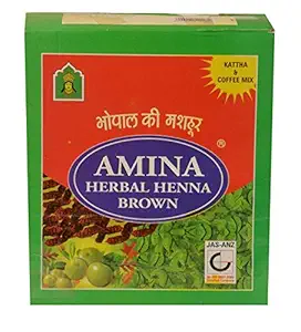 Amina Herbal Henna Brown with Kattha & Coffee Mix / Natural Herbal Brown Henna Hair Colour 800 Gm (Pack Of 20)