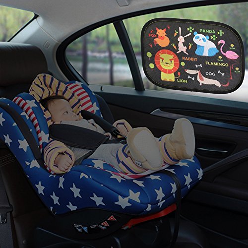 IntiPal Selbsthaftende Sonnenblenden Sonnenschutz Auto Baby Kinder 2er Pack - 6