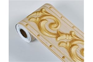 TopHomer 2 rotoli di carta da parati gialla bordo autoadesivo soffitto bordo cucina goffrato vita adesivi bagno bordo piastrelle decalcomanie bordo rotolo PVC