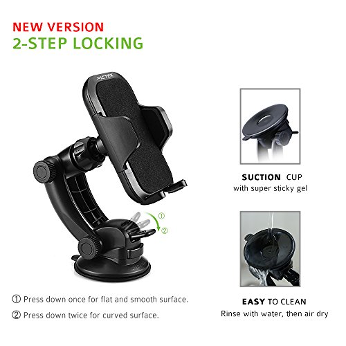 Soporte M  vil Coche  Pictek Soporte y Montaje M  vil Universal  Rotaci  n de 360 Grados  Soporte Fuerte   Brazo Ajustable para Parabrisas y Salpicadero con Ventosa  para iPhone X 8 Samsung Galaxy S9  S9 Plus y Otros