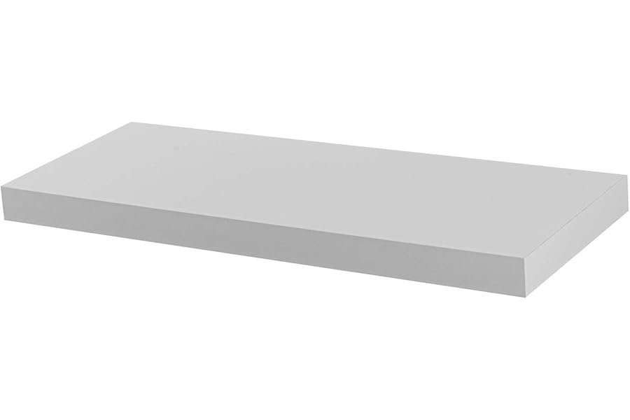 Harbour Housewares Modern Floating Wall Shelf - 60cm - White - Photo Gallery Bookshelf Wall Shelves for Living Room Display, Bedroom, Office Storage