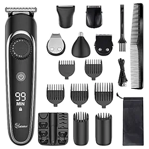 Hatteker Beard Trimmer Hair Clipper Hair Trimmer Grooming Kits Electric Shaver Razor for Men Mustache Nose Ear Body Precision Trimmer Groomer Multigroom IPX7 Waterproof Cordless Rechargeable 6 in 1
