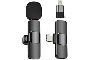 K-8 Wireless Microphone, Collar Microphone for Type-C Android & iOS Noise Canceling Mic for Reels, Makeup Videos, Vlogging, Clip-On for YouTube, Singing, Video Recording, Podcasting