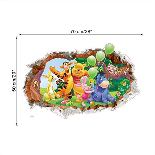 Oulique ® 3D Aufkleber Winnie the Pooh im Wanddurchbruch Loch für das Kinderzimmer - 2