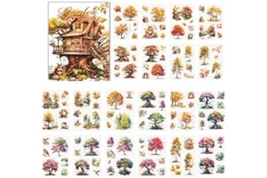 Alideco Vintage Scrapbook Stickers Set Forest Tree House Flower Butterfly Sticker Book for Adults Sticker journaling Stickers for Scrapbooking Tweezer 20Sheets (qicansenlin)