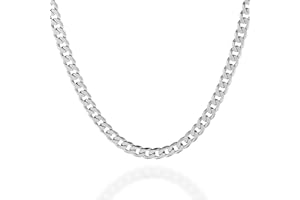 QUADRI - Cuban Link Curb Chains for Men Women Boys Girls 925 Sterling Silver Solid Italian Jewelry 7mm Diamond Cut Necklaces - 16 to 24 Inches - 40.50 Cm a 61 Cm - Made in Italy - Gift Box Included
