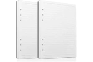 GOIYZTTR A5 Recharge Ligné Papier pour Cahier, Agenda, Enregistrez, Journal, Standard 6 Trous Papier de Recharge pour Famille, Bureau, École (2 Paquets)