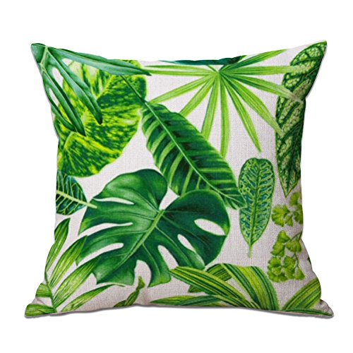 Cosanter Grün Pflanze Kissenbezug 18"x18" Lendenkissen Bettkissen Pillowcase Hülle Haus Couch Stuhl Zimmer Auto Deko (1)