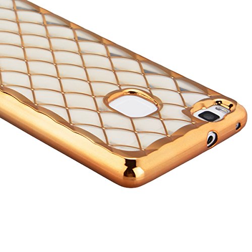 GrandEver Huawei P9 LiteWeiche Silikon Hülle Bumper Rückschale Schutzhülle Ultra Slim Rahmen Leicht Rückseite Schutz Backcover TPU Silicon Cover Tasche Soft Case Weich Handytasche Premium Handyhülle – Gold - 5