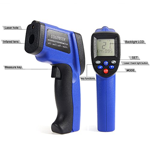 COLEMETER Laser Infrarot Thermometer, Pyrometer – 50 bis + 900 °C mit EMS Technik Temperaturmessgerät Infrarot-Messung Temperaturmesser Temperatur Messgerät Laserpointer - 2