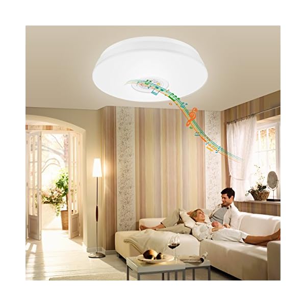 LE 24W LED Ceiling Lights with Bluetooth Speaker Smartphone APP Dimmable 405MM Music Lamp RGBW Color Temperature Adjustable 1500lm 180W Incandescent/50W Fluorescent Equivalent Round Flush Mount Light Ceiling Light Fixture - Image 8