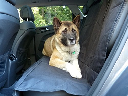 Pettom Funda de Perro de Coche Cubierta de Asiento Trasero de Coche Protectora de Perro Cubierta de Asiento de Coche para Perros, Funda Impermeable y Antideslizante, Color Negro 147 x 137 cm