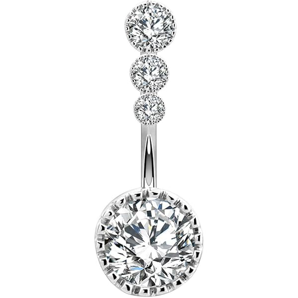 OUFER Piercing Ombelico In Acciaio Inox - Cerchio Corto Con Palline CZ Per Donna (14G, 8-12mm) - Foto 2