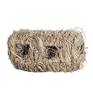 Fdit Non-Toxic Eco-Friendly Rabbit Grass House Chew Toy Mat Bed for Hamster Guinea Pig Bunny Stand Straw