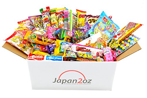 Japanese Candy Box Assortment 40 Dagashi Snacks & Sweets, Gum, Gummies, Ramune