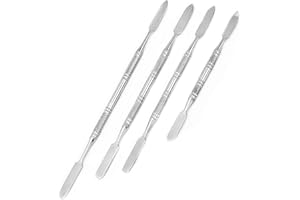 LANKOER 4 Pcs Stainless Steel Makeup Spatula Set Double-Ended Scar Wax Spatula Ointment Spatula for Concealer Lipsticks Foundation Eye ShadowMake Up Pallets