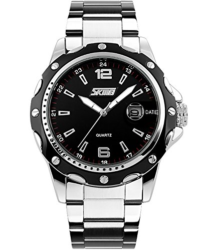 CIVO Herren Schwarz Uhren Gro Militr Sport Uhr 30M Wasserdicht Classic Kalender Datum Luxus Business Analog Armbanduhr Edelstahl Uhrband
