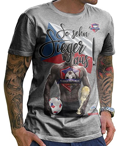 Stylotex Herren T-Shirt Basic So sehn Sieger aus Guy Tschechien Czech Republic, Farbe:heather;Größe:XXXL