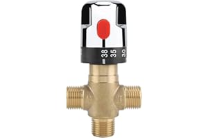 MAVIS LAVEN Termostatyczny zawór mieszający, mosiężny termostatyczny zawór mieszający Sterowanie termostatem rury termostatycznej do umywalki, idealny do użytku w łazience, pralni, kuchni, pralni itp.