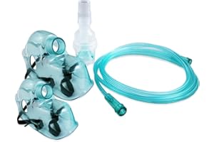 ALL4US® Kit ricambi aerosol universale per adulti e bambini con doppia maschera, ampolla, fascia elastica, tubo per inalazione, filtro ed accessori per nebulizzatore compatibile con tutte le marche