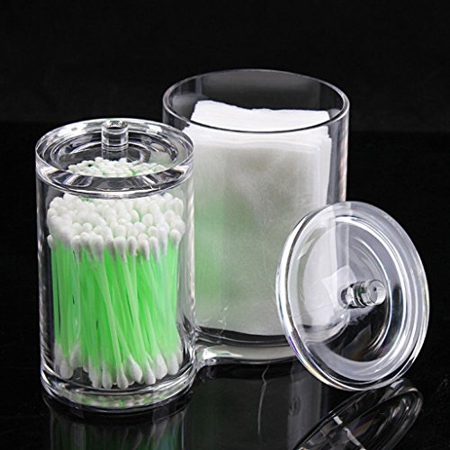 Oriskey Wattestäbchen Kosmetex Acryl Wattepads Behälter Halter Box Q-Tips Aufbewahrung, 2 runde Behälter - 3