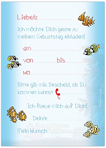 10 Einladungskarten zum Kindergeburtstag „Unter dem Meer“ / Schwimmbad, Zoo, Aquarium - 4