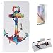 Produktbild CaseHome Samsung Galaxy S6 Elegant PU-Leder Etui (mit Freiem HD Schirm-Schutz) Bunte Stilvolle Schönheit Standplatz Funtion Geprägtes Muster Gedruckte Design Brieftasche Fall Voller Schutz Magnetischen Flip Folio mit Kreditkarte Slot PU-Leder-Kasten-Abdeckung Shell enthäuten Für Samsung Galaxy S6-Bunter Anker