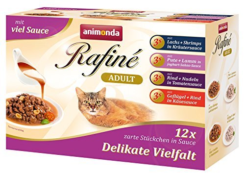 Animonda rafine Adult Gatto Fodera delikate Diversità in Salsa, 4 X Confezione Mix di (48 X 100 G)