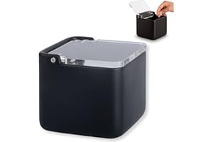 KOOK TIME salero de cocina con tapa de acrílico transparente basculante - Saleros negro de cocina modernos con base cerámica para usar como salero y azucarero o especieros, 11.2 x 11.2 x 11.2 cms