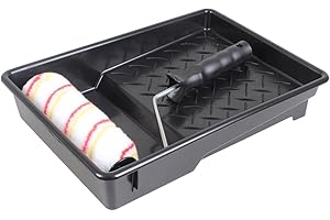 Fit For The Job Lot de 3 pièces Rouleau 175mm pour peinture artisanale de peinture-émulsion sur murs et plafonds - Manchon poils moyens pour surfaces lisses et semi-lisses avec monture et bac