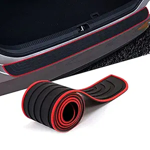 Allure Auto Rear Bumper Protector Guard for Car, Universal Rubber Scratch-Resistant Trunk Door Entry Guards, Trunk Protection Strip with 3M Tape, 35.43 x 2.95inch, Red Border+Logo