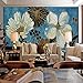 Produktbild QThxqa 3D Geprägte Vintage Malerei Blumentapete Fototapete Wohnzimmer Schlafzimmer Tapeten Rolle Tapeten Kontaktpapier-200X140CM