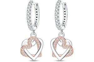 KUNSIR Ciondolo Orecchini di Goccia 925 Argento Sterling Orecchini per le Donne Ragazze Cubic Zirconia Hoop Orecchini Moda