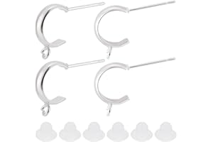 Beebeecraft 1 scatola Da 20 pezzi di Orecchini A Cerchio Mezzo 925 orecchini Pendenti Aperti Rotondi Placcati In Argento Sterling e 20 pezzi di Ganci per Orecchini In Plastica per La Creazione di