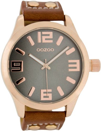 Oozoo Damenuhr mit Lederband 46 MM Silbergrau/Rotbraun/Rosegold C1156 Oozoo Damenuhr mit Lederband 46 MM Silbergrau/Rotbraun/Rosegold C1156