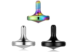 LOQATIDIS Edelstahl-Metallkreisel, Schleuderzeit über 8 Minuten, Tötungszeit Unterhaltung Dekompressions-Gyroskop-Spielzeug, einfache Arbeit lustiges Zappel-Spielzeug (3PCS Schwarz+ Silber+Bunt/L)