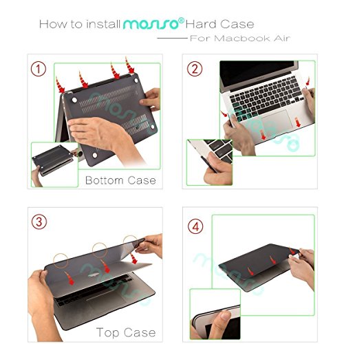 MOSISO Ultra Slim Plastik Hartschale Schutzhülle Snap Case für MacBook Air 13 Zoll (A1466 / A1369), Grau Vertikale Hölzerne Schmetterling Blume - 4