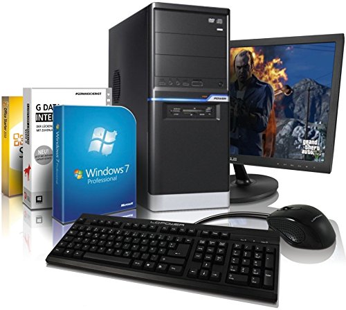 Super Silent Multimedia / Gaming Quad Core PC AMD A8-6600K 4x 4000 MHz mit 3 Jahren Garantie! 22" Full-HD LED | Windows 7 Professional | 8GB RAM | 1TB HDD | AMD Radeon HD8570D | DVD-Brenner | G-DATA 2015 | Tastatur + Maus | #4803