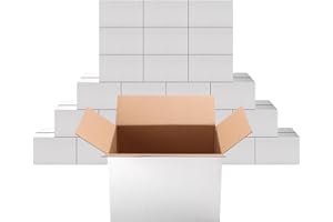 PETAFLOP 25 Stück robuste weiße Versandkartons, ideal für Lagerung und Transport, Maße: 22,9 x 15,3 x 15,3 cm - Ihre perfekte Verpackungslösung