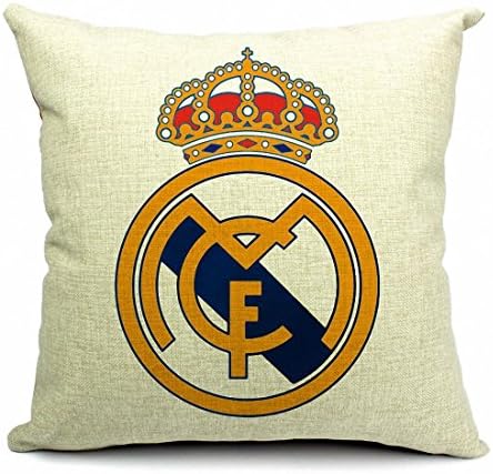 PopPhoto® 18 X 18 Inches Football Club Symbol Thick Retro Cotton and Linen Throw Pillow Cover Cushion Cover Car Cushion Pillow Case (Real Madrid)