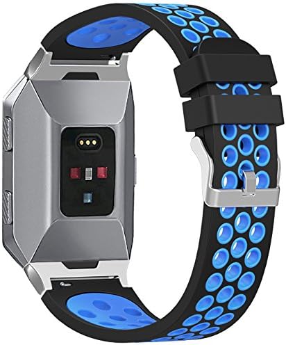 SnowCinda For Fitbit Ionic Strap, Replacement Breathable Soft TPU Accessories Sport Straps for Fitbit Ionic Fitness Smartwatch Blue Black