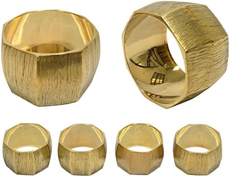 4 X HOTEL RESTAURANT WEDDING HOSPITALITY QUALITY BRASS CHISILED GOLD NAPKIN RINGS 4CM