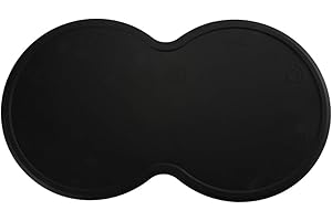 Ruiqas Silicone Waterproof Dog Cat Pet Food Mats Tray, Non Slip Pet Dog Cat Bowl Mats Pet Feeding Placemat Anti-skid Spill-proof Dog Cat Food Mat for 2 Bowls (Black)